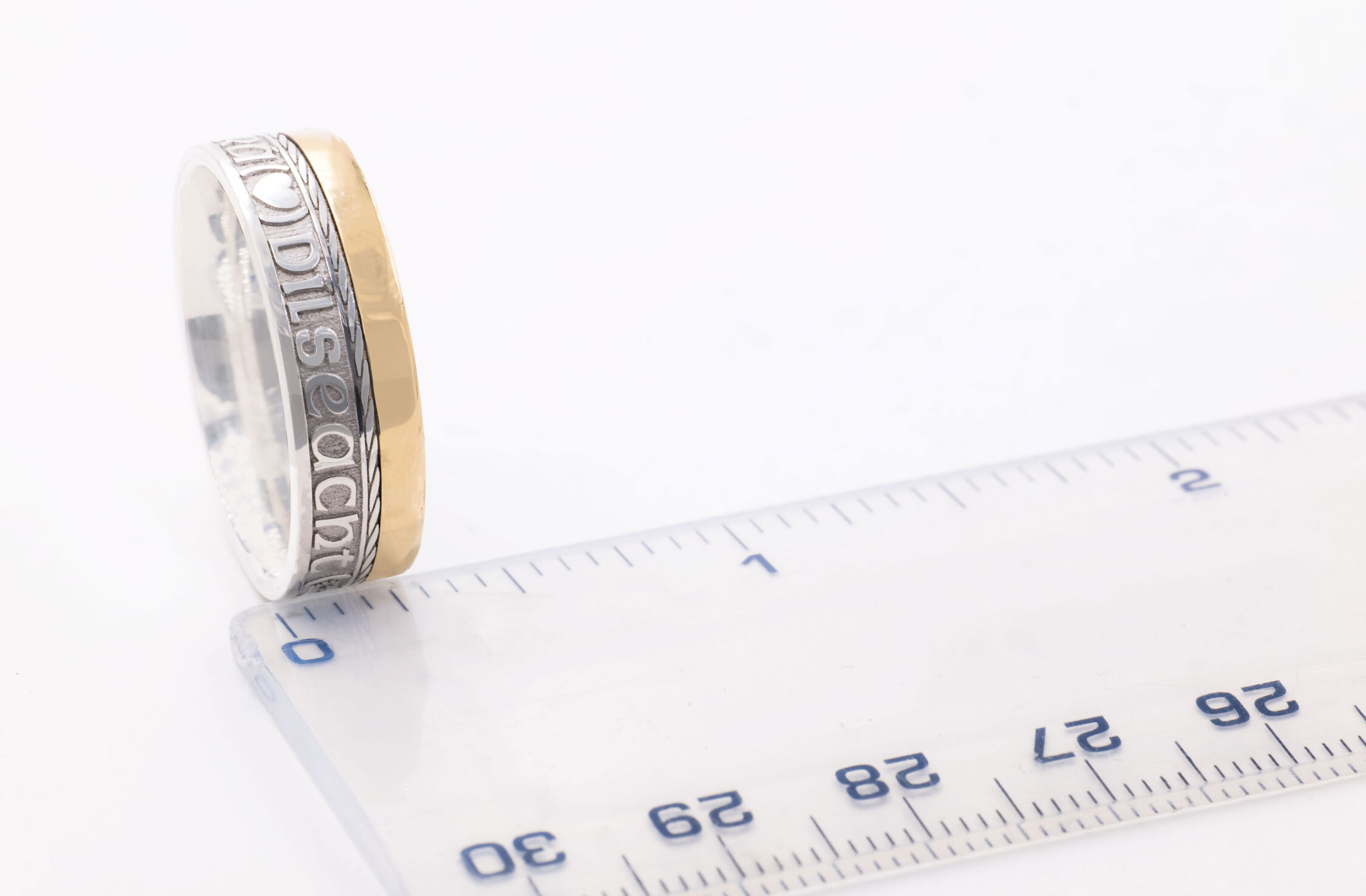 Gaelic 7.3mm Ring in Real 14K White Gold & Yellow Gold