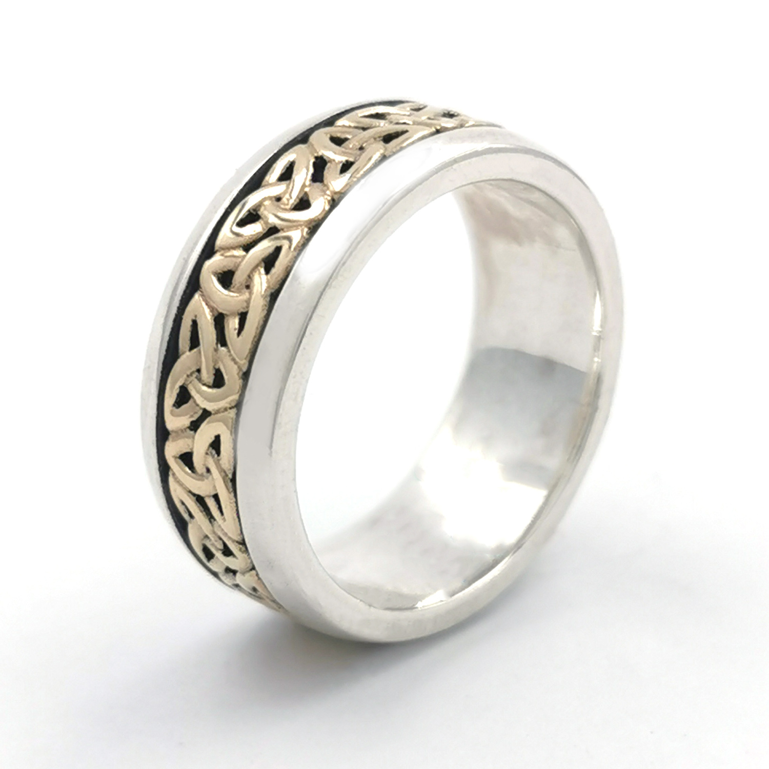 Silver gold trinity knot wedding band 6680