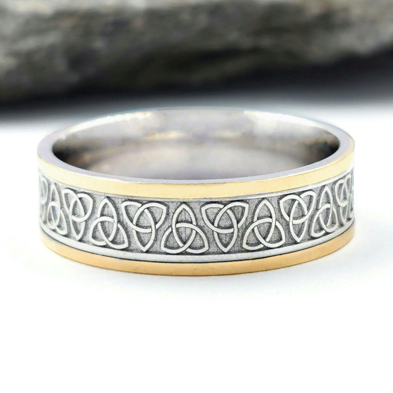 Trinity Set Two Tone Trinity Knot Couples Ring Set, From… | My Irish Jeweler