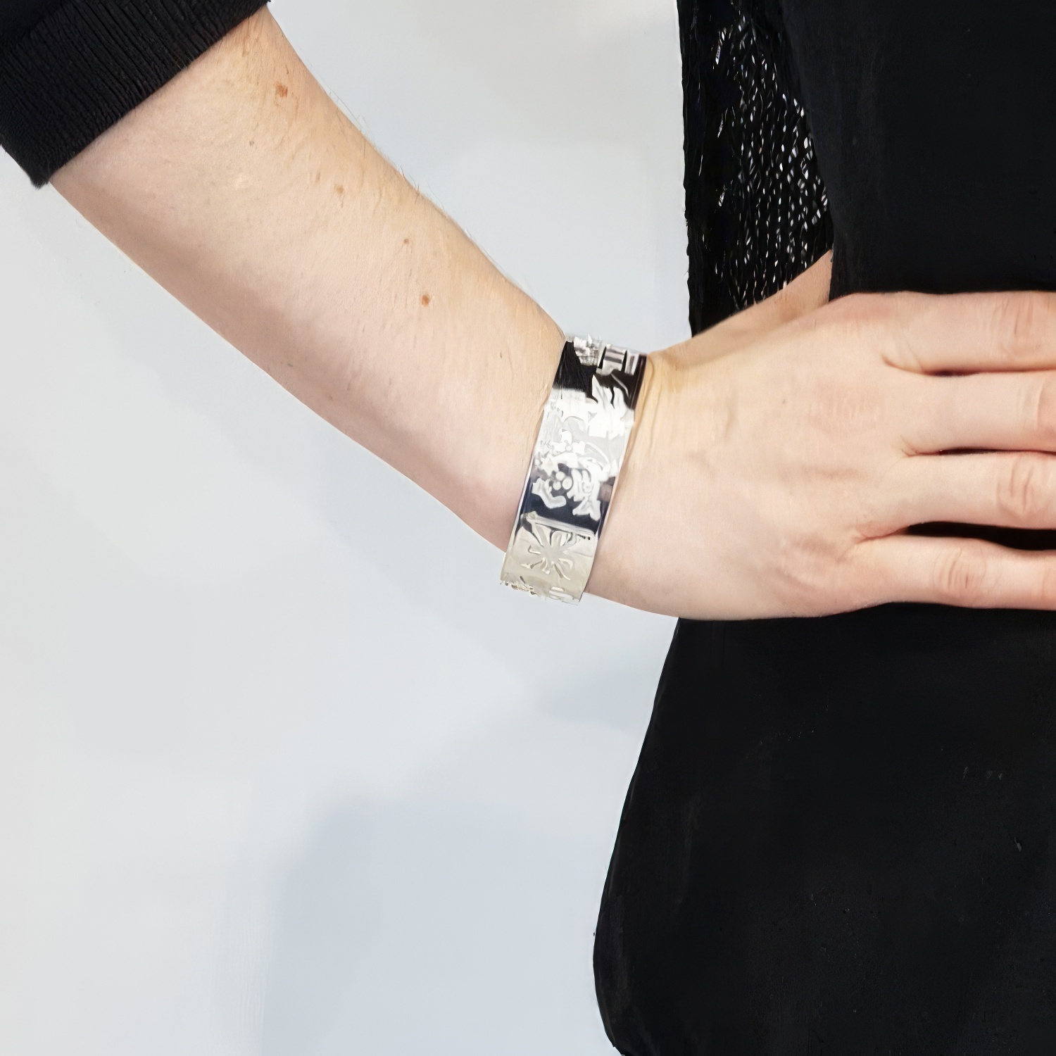 Handmade Sterling Silver History Of Ireland Bracelet - Model Photo