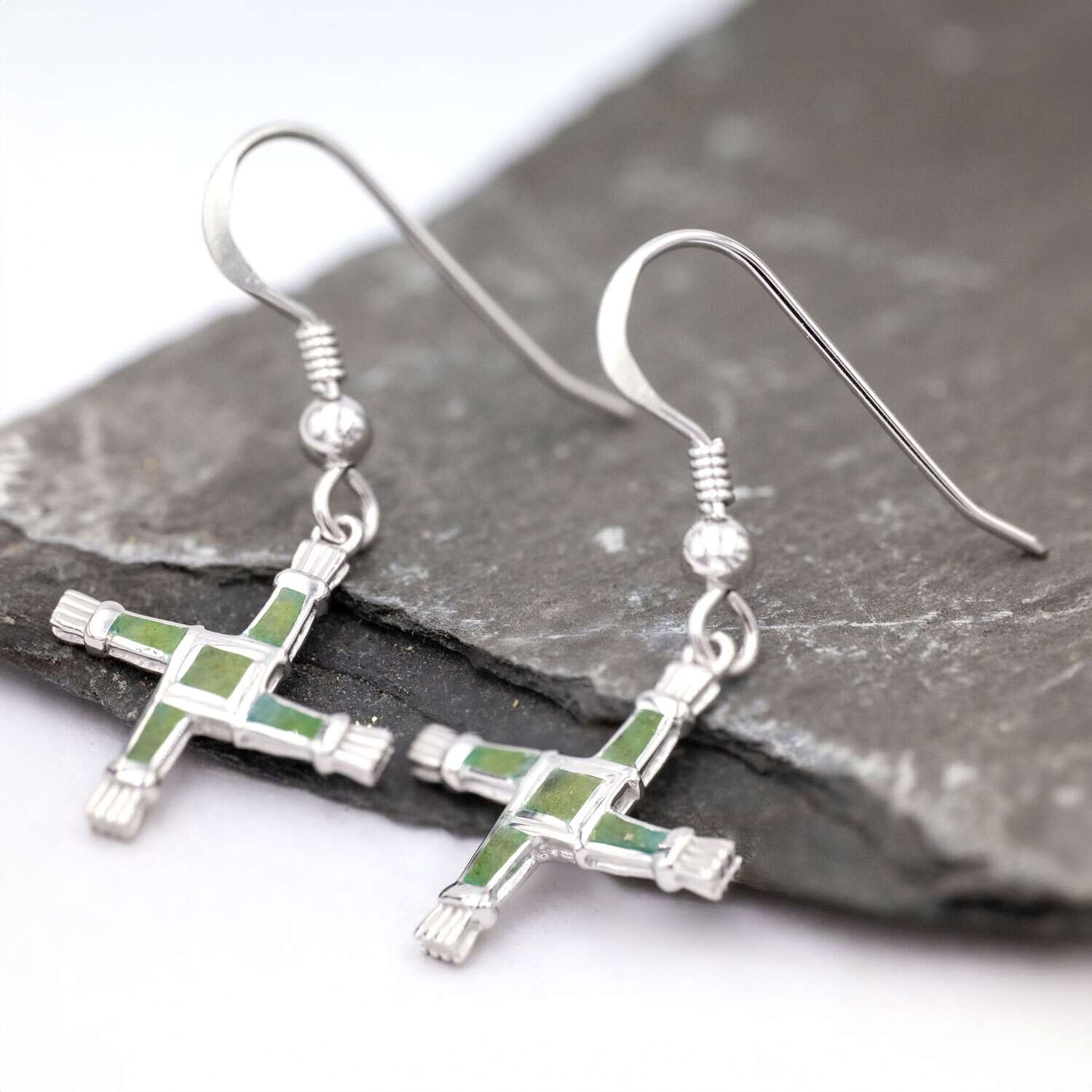 St Brigids Cross Connemara Marble Earrings
