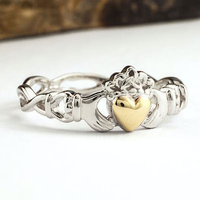 Sterling Silver & 10K Claddagh Ring