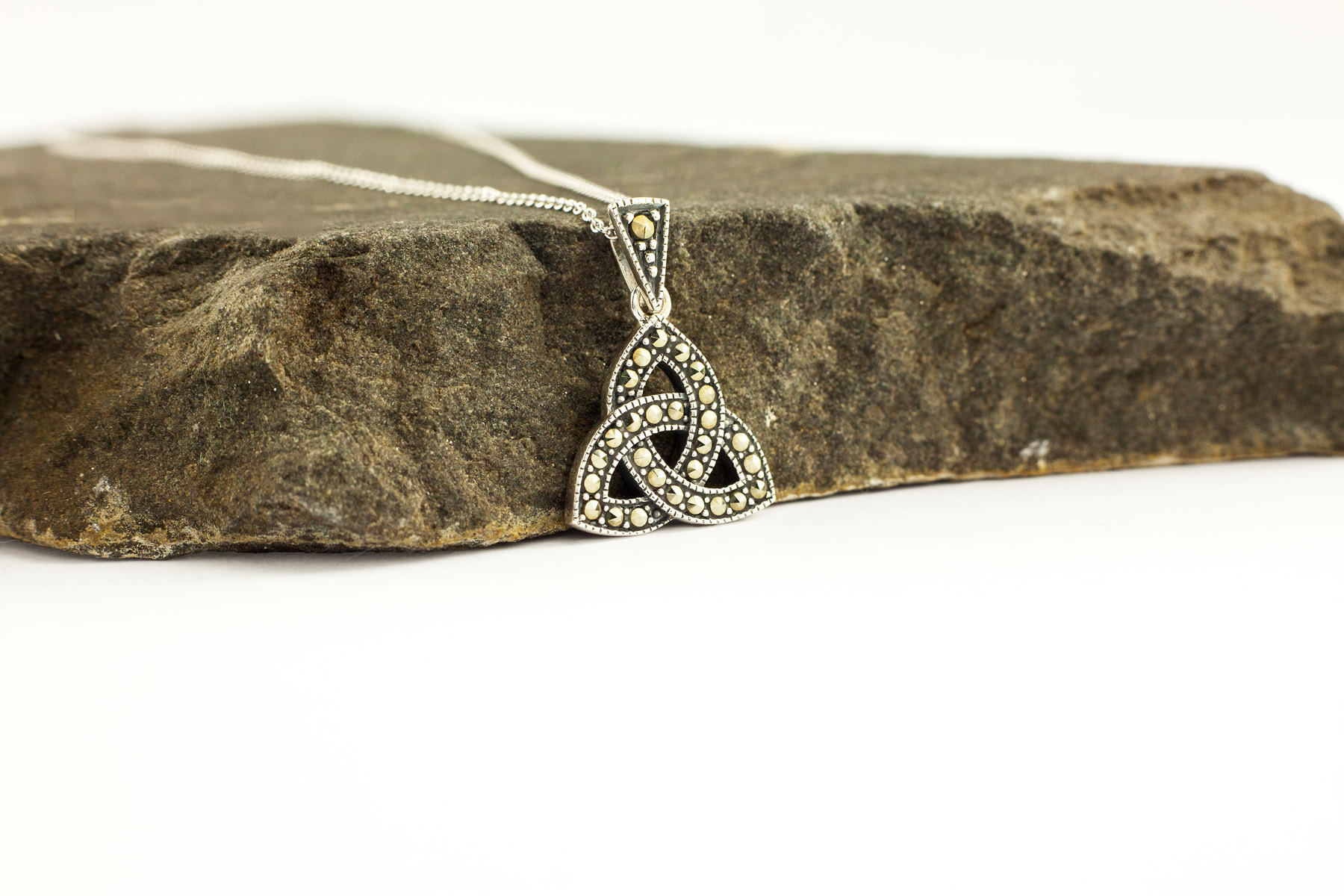 Womens Trinity Knot & Celtic Knot Necklace in Real Sterling Silver