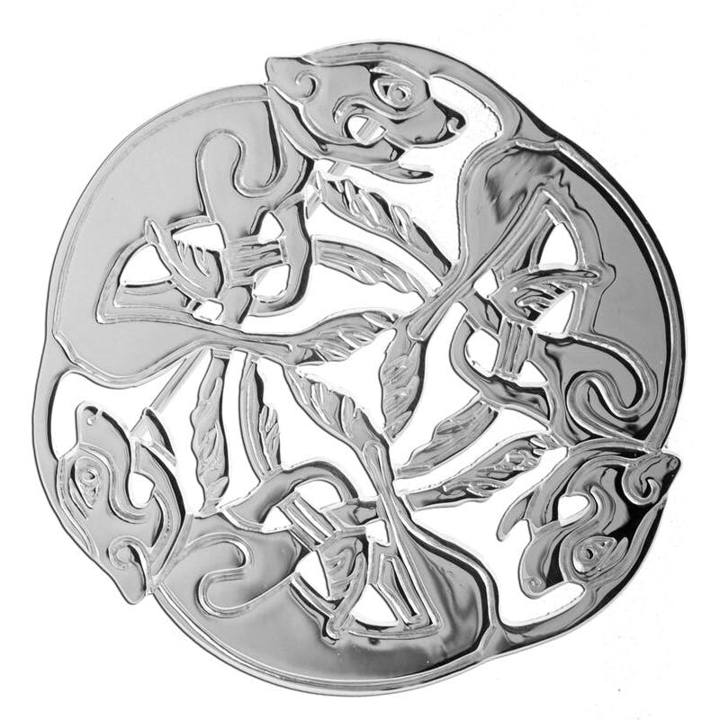 Large Gorgeous Sterling Silver Folklore Brooch For Women