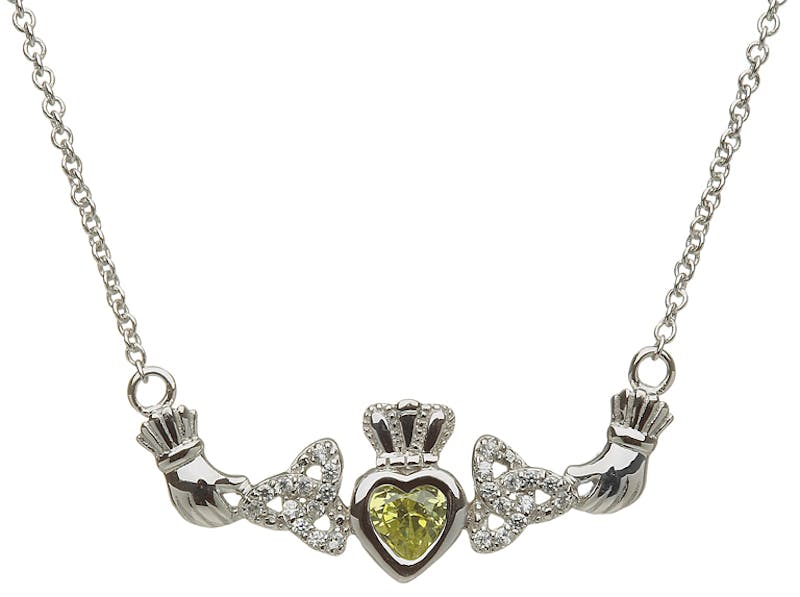 Womens Claddagh Necklace in Sterling Silver