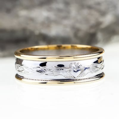 Claddagh and Celtic Knot Band with Trims, From… My Irish Jeweler