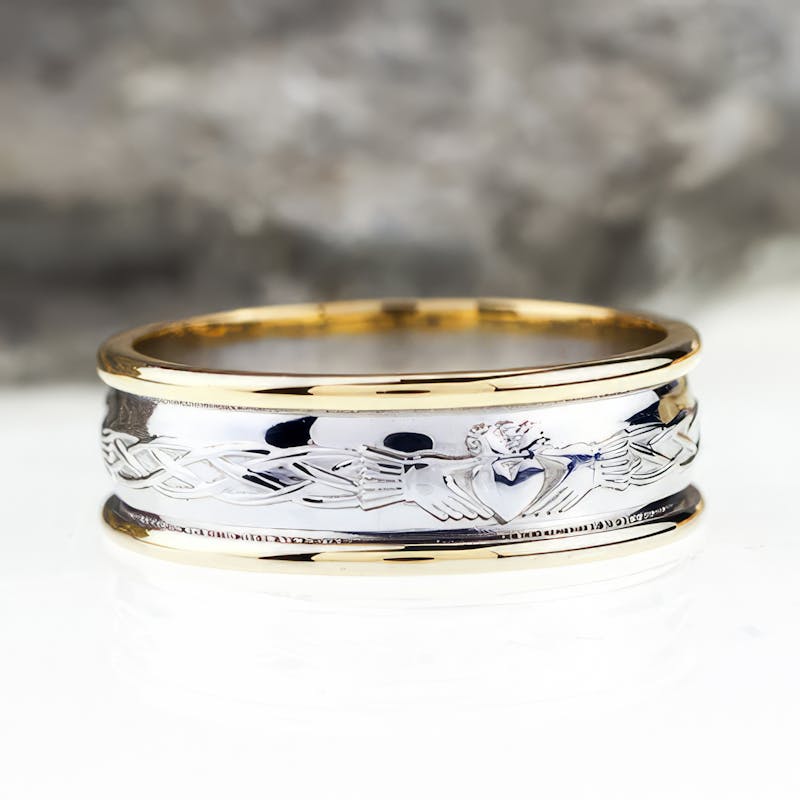 Claddagh and Celtic Knot Band with Trims, From Ireland