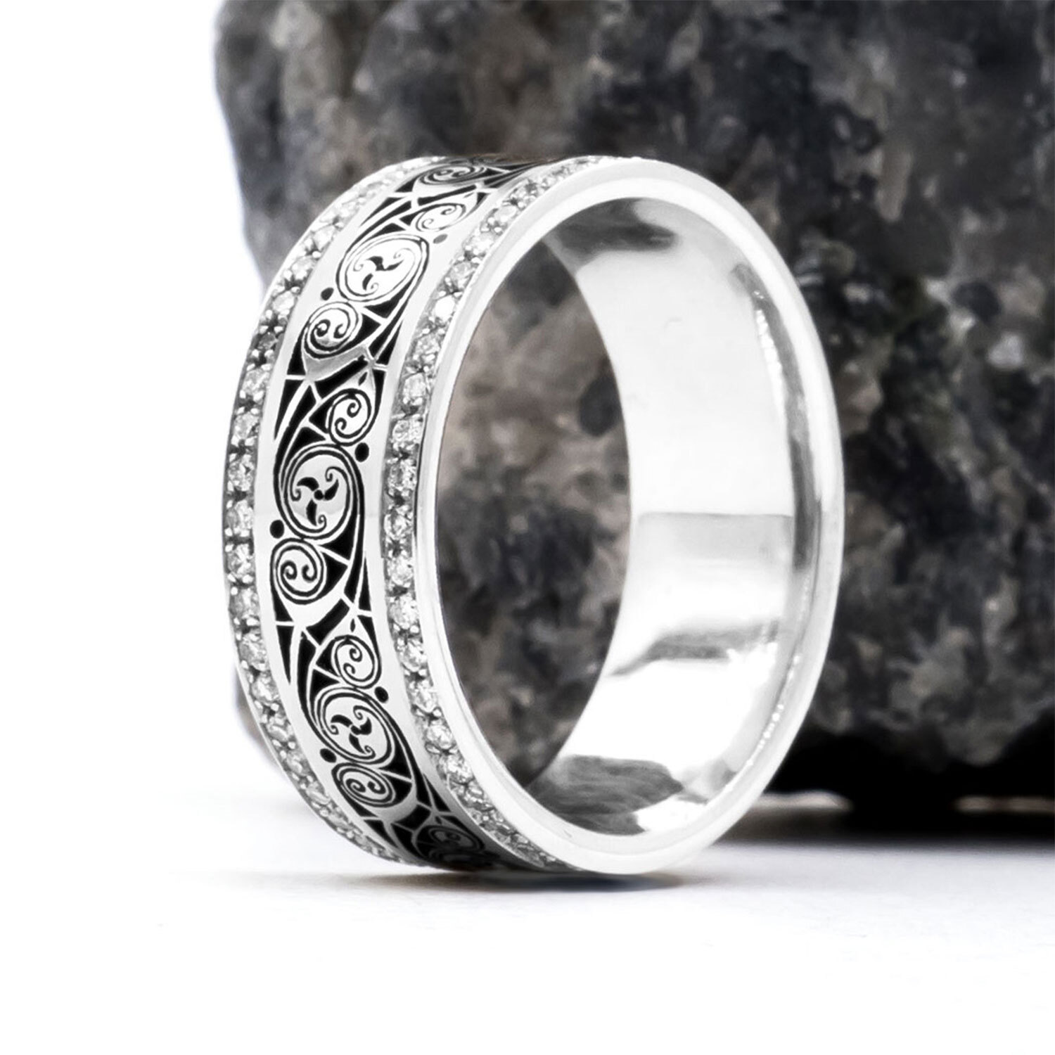 Book of Kells Ring with Diamond Trim