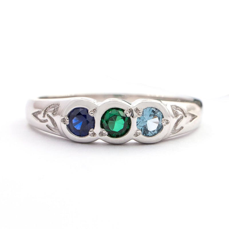 Trinity Knot Family Birthstone Ring, From Ireland