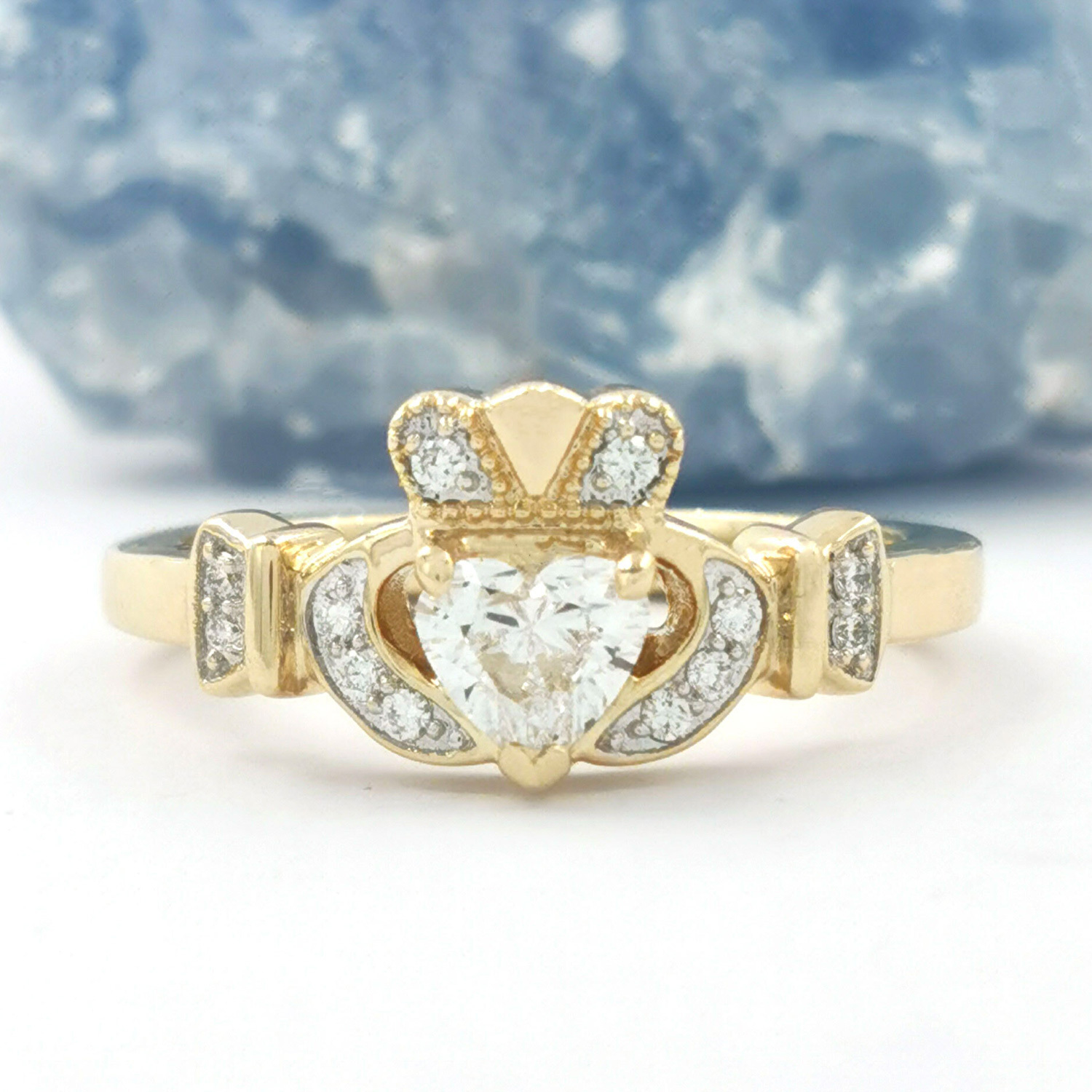 Diamond claddagh engagement on sale ring