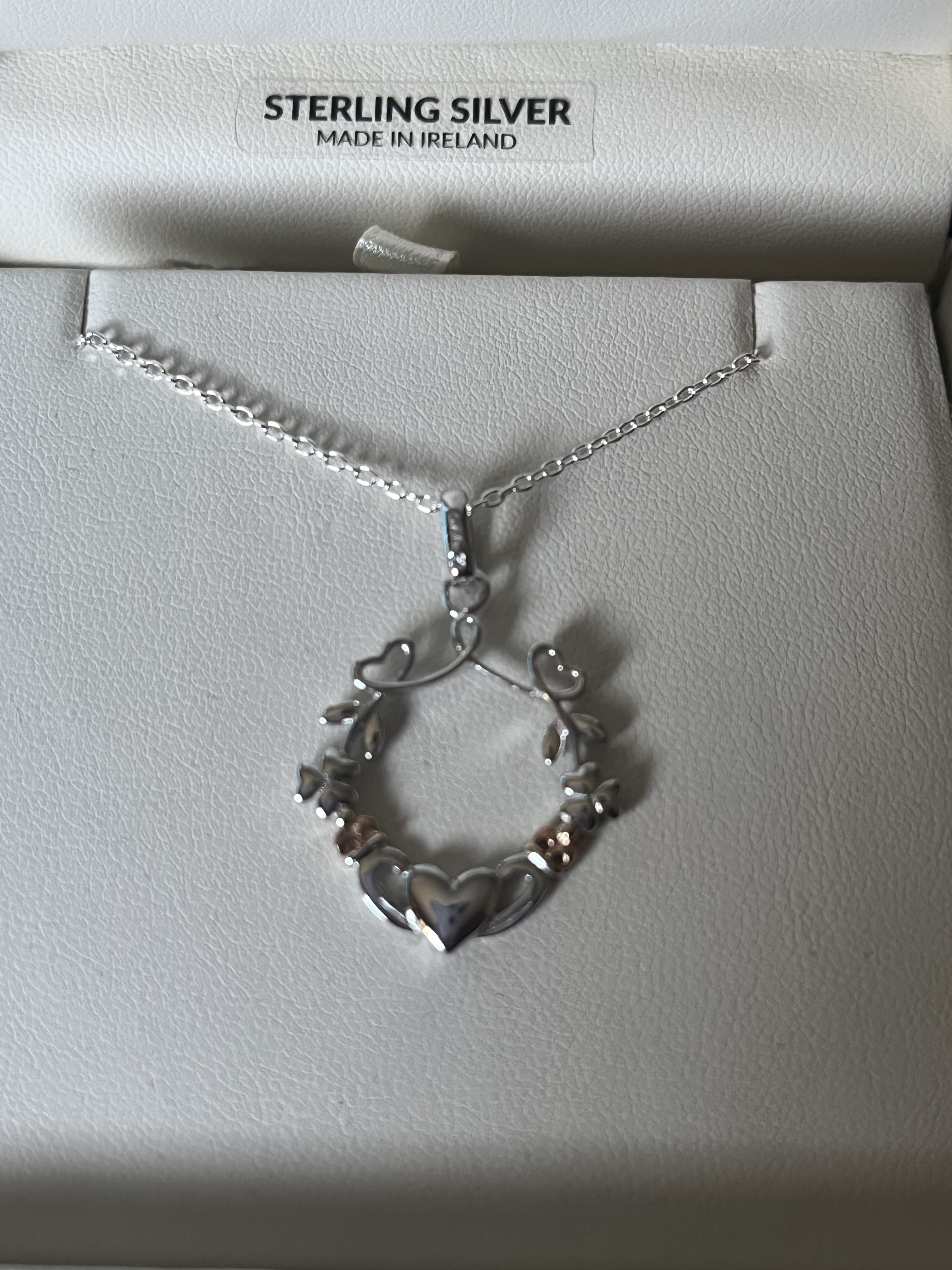 Silver Claddagh and Shamrock Necklace