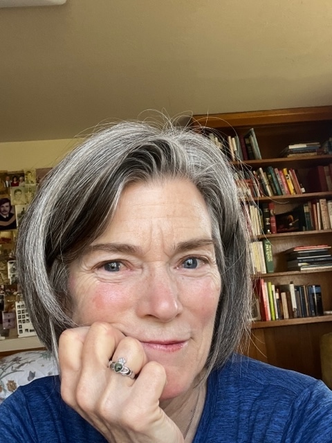 Ladys Silver Claddagh Ring with Connemara Marble Heart