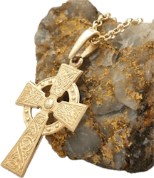 Gold Celtic Warrior Shield Cross, From Ireland
