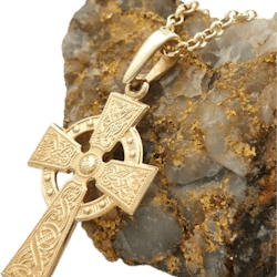Gold Celtic Warrior Shield Cross, From Ireland