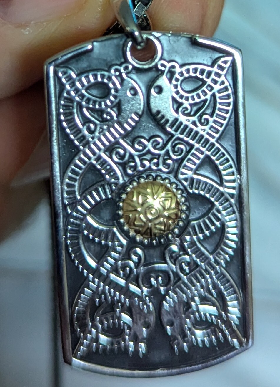 Oxidized Celtic Warrior Dog Tag