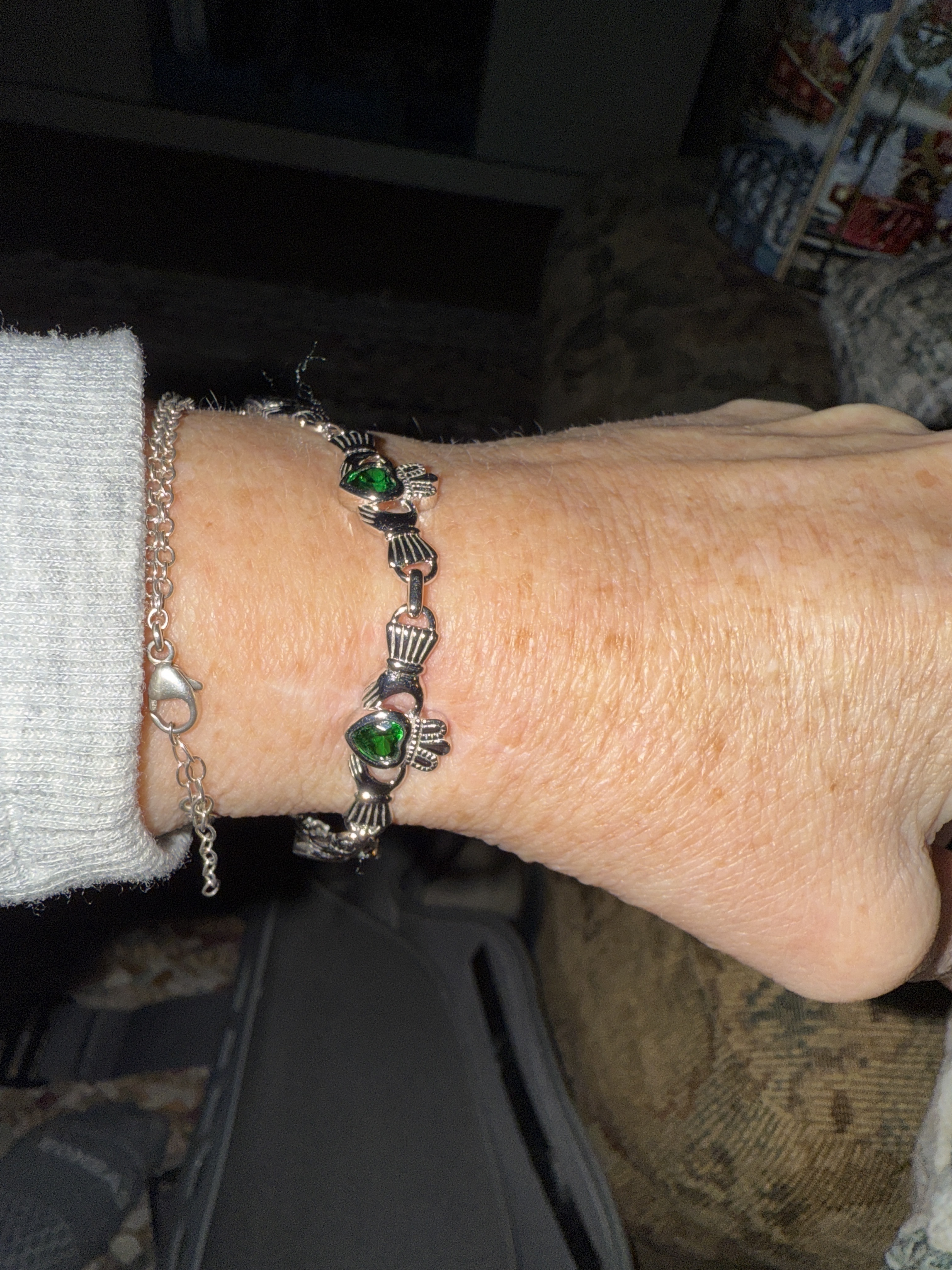 Stone Set Claddagh  Bracelet