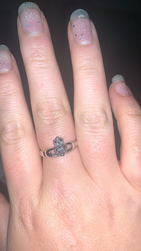 Ladies Silver Claddagh Ring with Marcasite Heart